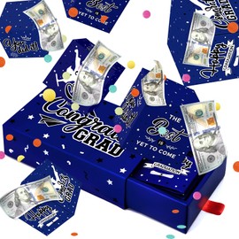 Giftota Graduation Surprise Gift Explosion Gift Box for Money, Cash Explosion Gift Box with Confett, Mystery Money Box for Cash Gifts - Blue