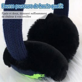 SEYUFN Earmuffs for Girls, Soft Plush Ear Warmers Kids Adjustable Earmuffs Outdoor Warm Winter, A-Navy-Green