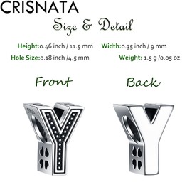 CRISNATA Vintage Initial A-Z Letter Charms, 925 Sterling Silver, 26 Alphabet Beads, Openwork, 4 Leaf Clover, Fits European Bracelet Necklace, Sterling Silver, No Gemstone