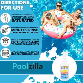 Poolzilla 1 Pack Guardian Filter Cleaner (32oz) - for DE, Cartridge, Hot Tub, and Spa Filters – Fast Acting, Environmentally Friendly Treatment, Restores Filter and Increases Pump Performance