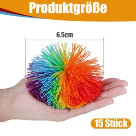 Pack of 15 Colour Stringy Balls, Fluffy Balls, Rainbow Sensory Ball, Party Bag, Bouncy Ball, Children's Birthday Gift, 5 6 7 8 9 10 Years for Family Games Friends Games