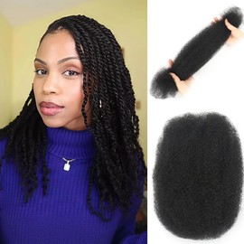eliza Afro Kinkys Bulk Human Hair,50g,braiding Human hair for Twist, Repaid Locs, Dreadlocks,Afro Kinky Bulk Human hair Extension for black women(22",1Pack,black)