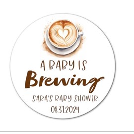 A Baby is Brewing Baby Shower Stickers 40ct. Baby Shower Favor Stickers Baby Shower Labels - Baby Shower Thank You Stickers - Thank you for showering our baby - Coffee Baby Shower