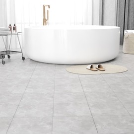 20 Pack Cover 20 Sq.Ft Peel and Stick Floor Tiles, 12” x 12” Self Adhesive Vinyl Flooring Easy DIY Installation for Kitchen, Living Room, Laundry, RV, Light Grey Marble