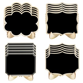 AvoDovA Mini Chalkboard, 20 Pcs Wooden Chalkboard Sign, Mini Blackboard with Stand Retangle Message Board Easel Erasable 4 Shapes Chalk Boards for Party Wedding Birthday School Bar Buffet Event Decor