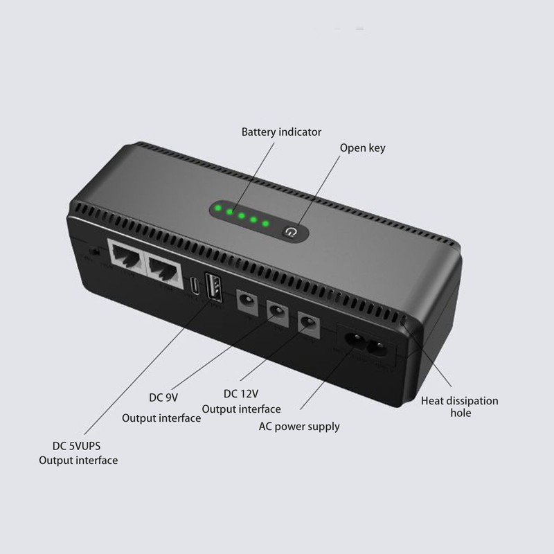 8800mAh UPS Battery Backup POE 15V 24V Port USB 5V