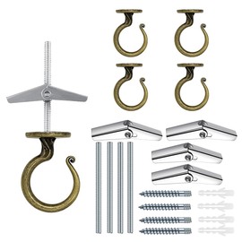 Heavy-Duty Ceiling Hook for Multiple Surfaces - Supports 40 lbs, Versatile for Wood, Concrete & Drywall, Easy Install (4, Antique Brass)