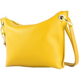 modamoda de - T243 / T252 Italian Shoulder Bag Small Leather / Suede, sunshine yellow