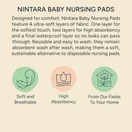 NintaraBaby - almohadillas para orejas reutilizables de lactancia  Algodón de bambú orgánico de 4 capas, ultrasuave, absorbente y a prueba de fugas,  