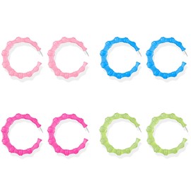 4 Pcs Clear Bamboo Hoop Earrings for Women Liquid Bamboo Hoop Earrings Lucite Bamboo Earrings Acrylic Bamboo Hoop Earrings Jewelry Gift for Women