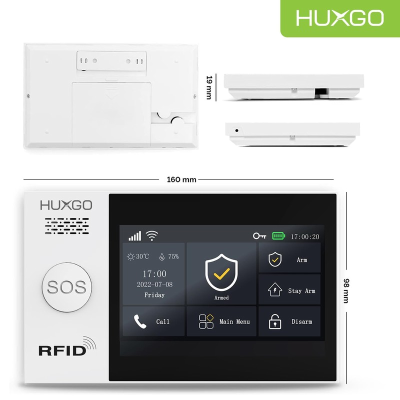 HUXGO HXA007 Wireless Alarm System WiFi + GSM Module with