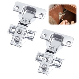 Pack of 2 Cabinet Hinges 90 Degree Opening, Short Arm Hinges for 14mm+ Doors, Kitchen Cupboard Hinge, Furniture Hinge for Wardrobe, Caravan, Closet or Cabinet, Nickel-Plated