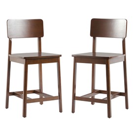 Walker Edison 2-Piece Minimalist Solid Wood Counter Stool, Set of 2, Walnut