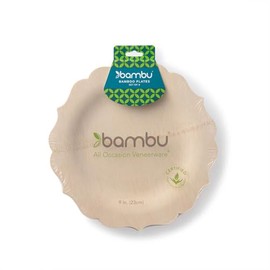 Bambu Pack of 8-9 Inch Disposable Bamboo Plates Fancy, Biodegradable Eco Friendly Products, Bamboo Disposable Plates for Party, Weddings, and Events, Great For Any Occasion, Compostable Plates