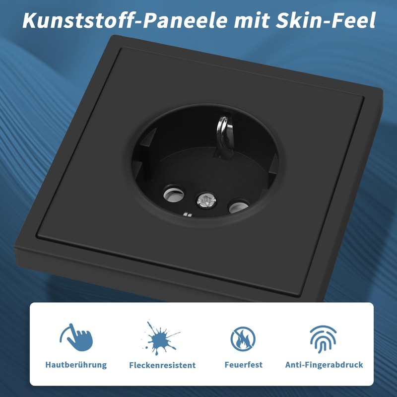 CNBINGO Single Socket Black Matt 1 Way Socket Flush-Mounted Schuko