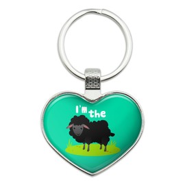 I'm The Black Sheep Funny Keychain Heart Love Metal Key Chain Ring