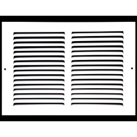 12" X 8" Baseboard Return Air Grille - HVAC Vent Duct Cover - 7/8" Margin Turnback for Flush Fit with Baseboard Work - White [Outer Dimensions: 13.75" Width X 9.75" Height]