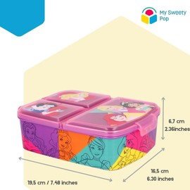 My sweety pop - Lunch Box - Lunch Box - Children - Nursery - School - Holiday - Food - 19.5 cm - Gift Idea - 3 Compartments - Princesses - Pink - Girls