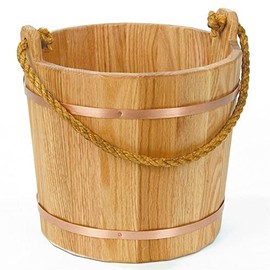 Lehman's Unlined Oak Bucket - Vintage Style Kiln Dried Wood with Rope Handle, 2 Qt