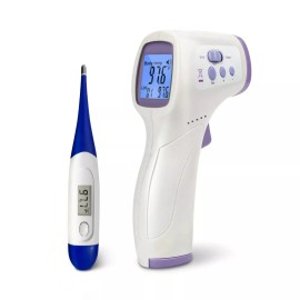 ThermoTrace 11073 Non-Contact Infrared Thermometer Bundle w/ Oral Thermometer