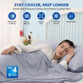 HOMFINE Cooling Blankets for Hot Sleepers - Summer Blanket Thin Lightweight Breathable Soft Double Side Enhanced Cooling Blanket for Bed Couch Sofa, Keep Cool for Night Sweats (Blue, 60 x 80 inches)