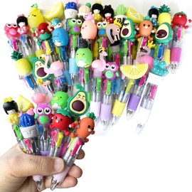 ApollOptimum 32 PCS Multicoloured Pens Set, 4-in-1 Ballpoint Pens for Kids, Mini Retractable Cute Animal Pens, Novelty Pens, Party Bag Fillers, Class Gifts for Children