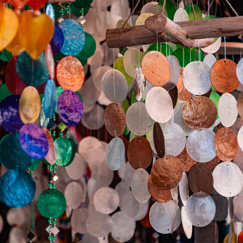 sourcing map Capiz Wind Chimes, 35" Outdoor Seashell Hanging Beach