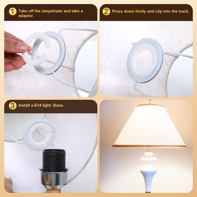 2 Pack E27 to E14 Lampshade Reducer Ring Lamp Shade