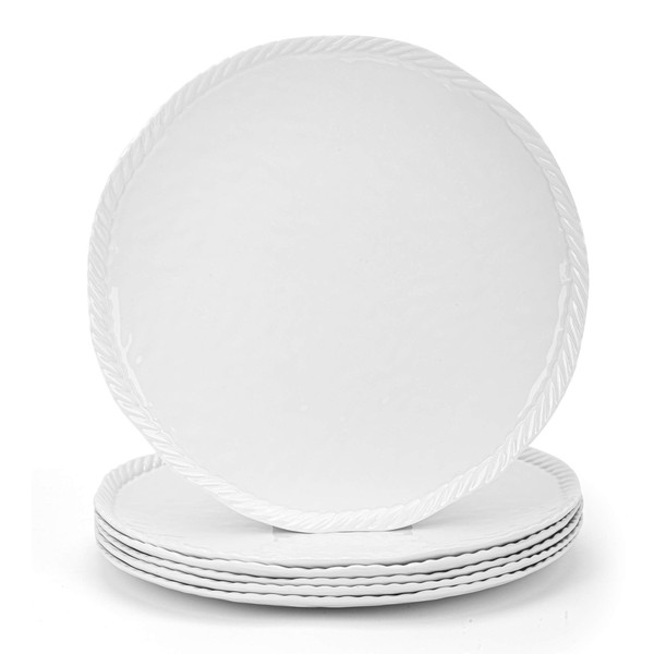 KX-WARE Melamine Plate, 11-inch Dinner Plates with Rope Edge Design,