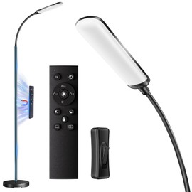 xinp Floor Lamp, Bright 18W LED Standing Lamps for Living Room, Remote Stepless Adjustable Color and Brightness Dimmable with ON/Off Switch, Gooseneck Reading Lights for Bedroom Office, 1300LM Grey