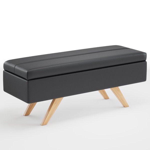 VECELO Modern PU Leather Storage Bench, 6.1" Deep Storage-Space, Easily