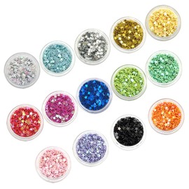 Outanaya Star Shaped Nail Glitter Charms 14 Boxes for DIY Nail Art for Women and Girls