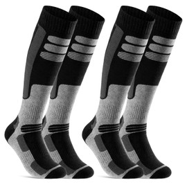 sockenkauf24, 2 Pair Men’s Ski Knee Socks Breathable Ski Socks Thermal Knee Socks, black, 39-42