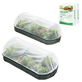 2 Packs Garden Netting Pest Barrier for Raised Beds, Plant Cover Net with Adjustable Drawstring, Plant Cover Net -UV - Resistant, Protect for Vegetables, Fruit & Flower Protection (Black Drawstring)