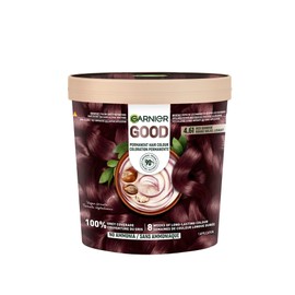 Garnier GOOD Permanent Hair Dye, 100% Grey Coverage, Ammonia-Free, Vegan Hair Colour, with Shea Butter Conditioner, Long-Lasting Glossy Colour for 8 Weeks, No-Drip Formula, 4.61 Red Sunrise