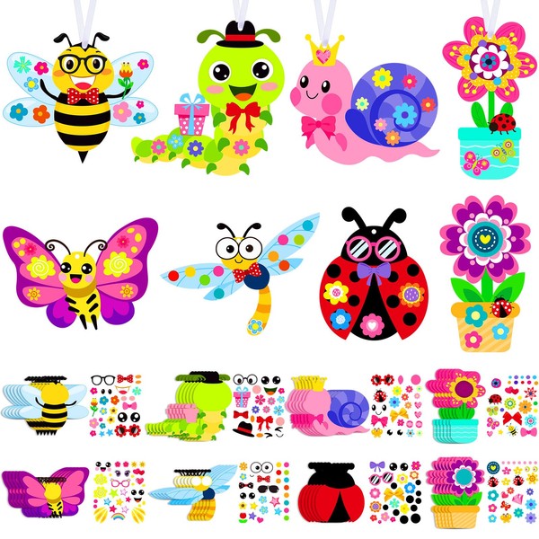 Pasimy 48 Packs Spring Craft Kits for Kids Flower Craft