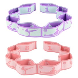 Pack of 2 Yoga Stretching Band, Stretch Band with 8 Bows, Gymnastics Band, Elastic, Pilates Stretch Band, Elastic Exercise Bands, Leg Stretch Strap, Stretch Resistance Bands for Exercise