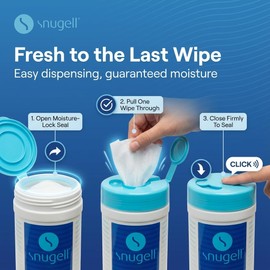 Snugell Unscented CPAP Mask Wipes – 70 Count Canister – 100% Soft Cotton – Skin-Safe with Aloe Vera – Lint & Alcohol-Free – Ideal for On-the-Go Cleaning and Sanitizing CPAP Masks and Devices