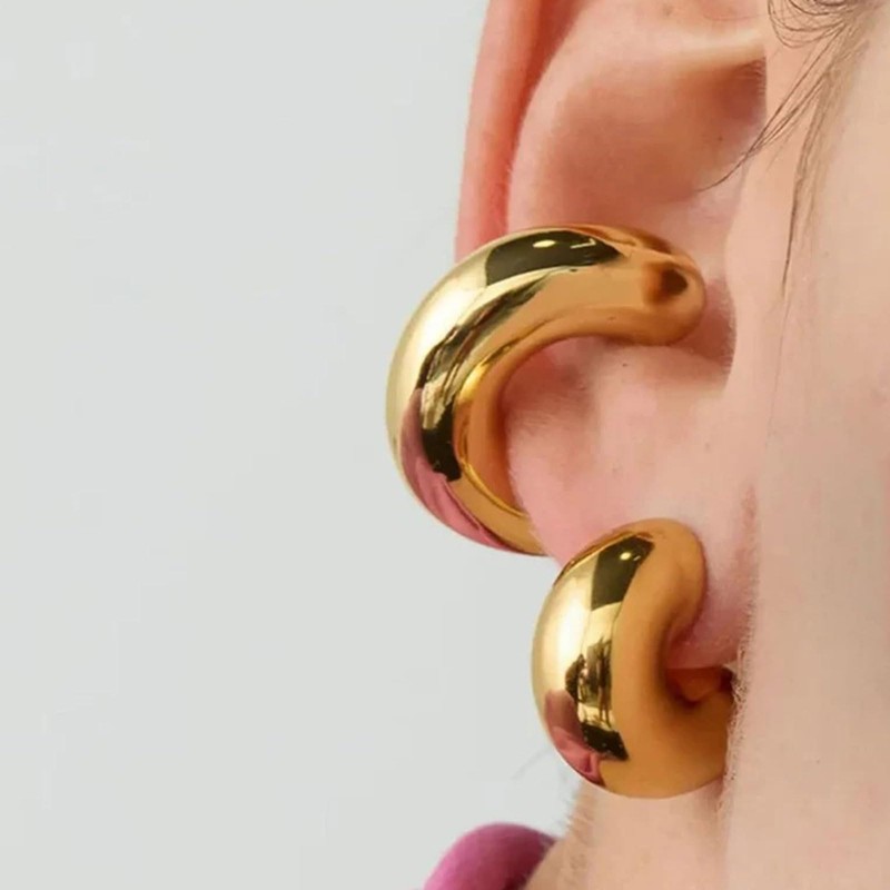 Ear Cuff Earrings for Women Chunky Gold Ear Cuff Silver