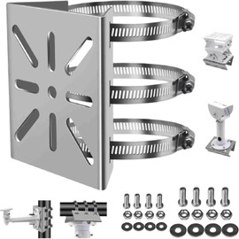 Universal Wall Mounting Bracket, Security Camera Mount, Vertical Pole Mount, Stainless Steel Mounting Corner Bracket with 3 Pcs 100mm Diameter Loops, for Camera Solar Panels PTZ Dome