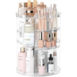 Jiavarry ROTATING MAKEUP ORGANIZER CLEAR 360 SPIN COSMETIC STORAGE TRAY VANITY DIY