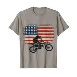 Dirt Bike American Flag Motocross Enduro Women Kids Men T-Shirt