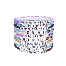 lureme Boho 10Pcs Multicolors Words Stackable Beads Elastic Bracelets Set(bl003586-1)