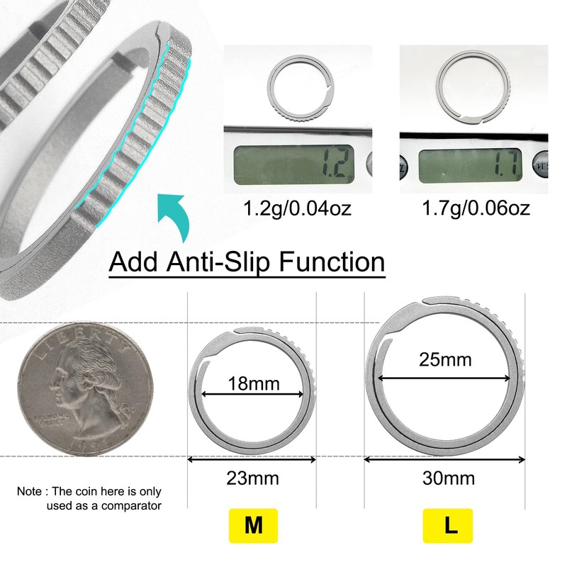 Side Pushing Titanium Key Ring for Key Carabiner Anti-Slip Design