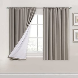 H.VERSAILTEX 100% Blackout Curtains 45 Inches Long Full Light Blocking Curtain Draperies for Bedroom Living Room Thermal Insulated Functional Soft Thick Window Treatment Set of 2 Panels, Taupe