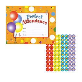 Flipside Products Perfect Attendance Certificates and Reward Stickers, Recognition, Award Students, Incentive, 8.5" x 11", 30 Certificates/160 Stickers Per Pack, 5 Packs
