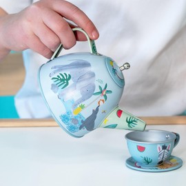 Floss and Rock Jungle 14 Piece Tea Set, Tin, Box Measures 11.4-inches Length, Dinnerware and Serveware