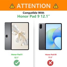 CASAFUNY Case for Honor Pad 9 12.1 Inch Tablet, PU Leather Protective Case with Multi-Angle Stand, Black