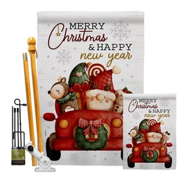 Angeleno Heritage Santa Ride Garden House Flag Kit Wintertime Christmas Marry Xmas Present Reindeer Season Snow Decoration Banner Small Yard Gift Double-Sided, Made in USA