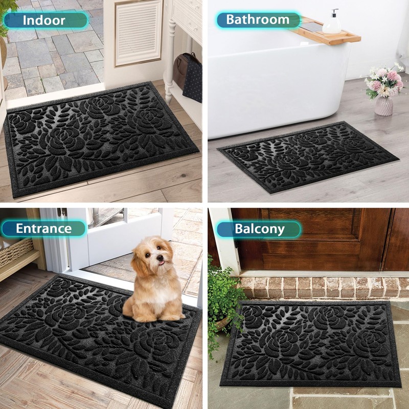 Bulijojo Front Door Mat Entrance,Durable Heavy Duty Welcome Mat,Thick Absorbent